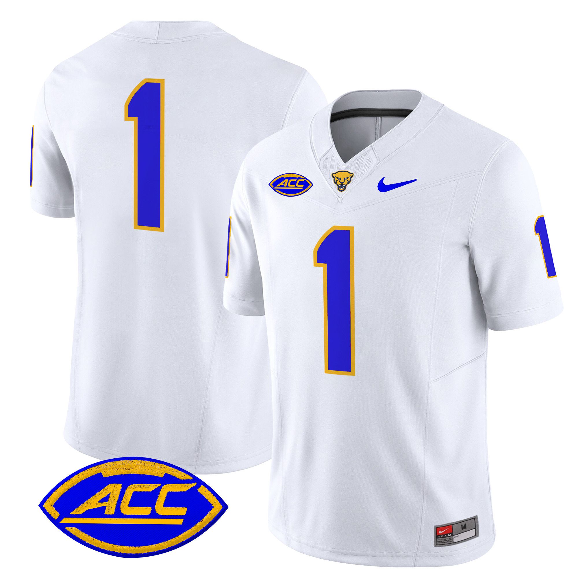 Men Pittsburgh Panthers #1 No Name White Nike 2024 Vapor Limited NCAA Jersey